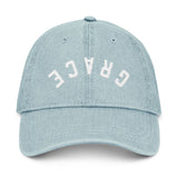 ‘GRACE’ Embroidered Denim Hat