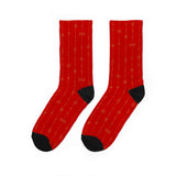 Christmas 2026 - Rich Red Patterned Padded Crew Socks