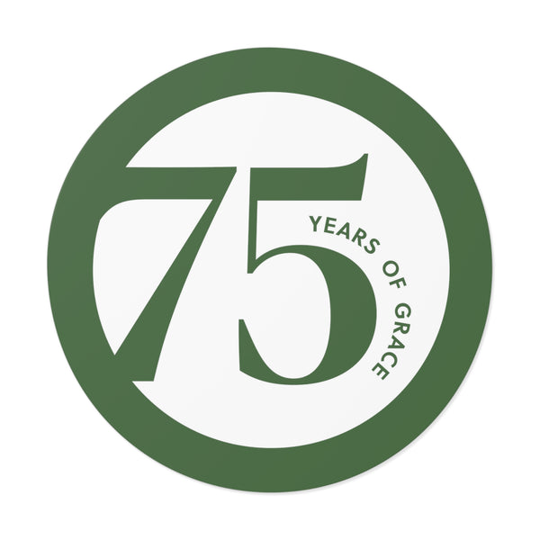 75 Years of Grace - Round Vinyl Sticker | Green