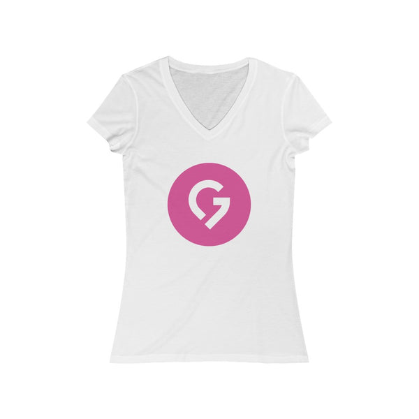 Grace Chapel Women's Short Sleeve V-Neck Tee | Pink Logo