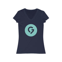 Grace Chapel Women's Short Sleeve V-Neck Tee | Pearl Aqua Logo