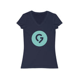 Grace Chapel Women's Short Sleeve V-Neck Tee | Pearl Aqua Logo