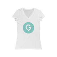 Grace Chapel Women's Short Sleeve V-Neck Tee | Pearl Aqua Logo