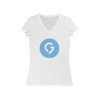 Grace Chapel Women's Short Sleeve V-Neck Tee | Blue Logo