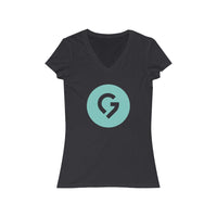 Grace Chapel Women's Short Sleeve V-Neck Tee | Pearl Aqua Logo