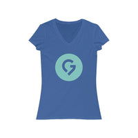 Grace Chapel Women's Short Sleeve V-Neck Tee | Pearl Aqua Logo