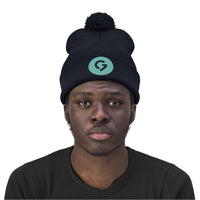 Grace Chapel Pom Pom Beanie | Pearl Aqua Logo