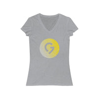 Grace Chapel Women's Short Sleeve V-Neck Tee | Yellow & Gray Logo