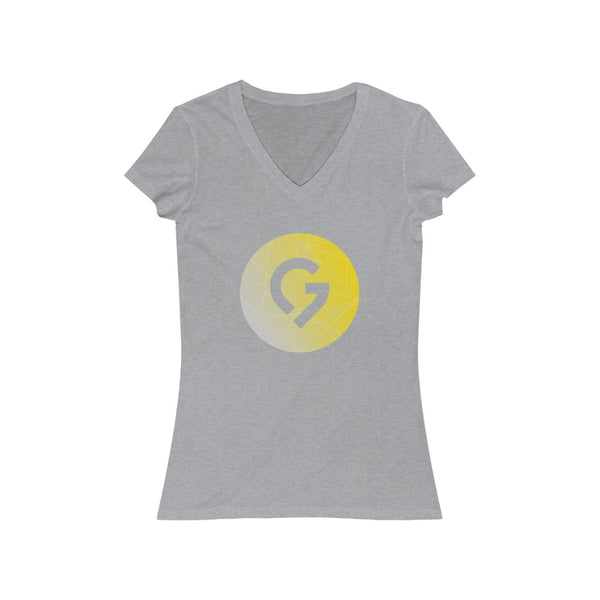 Grace Chapel Women's Short Sleeve V-Neck Tee | Yellow & Gray Logo