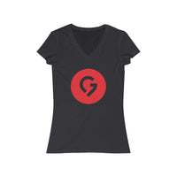 Grace Chapel Women's Short Sleeve V-Neck Tee | Red Logo