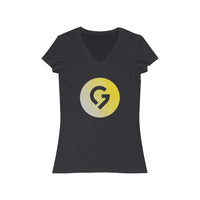 Grace Chapel Women's Short Sleeve V-Neck Tee | Yellow & Gray Logo