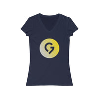 Grace Chapel Women's Short Sleeve V-Neck Tee | Yellow & Gray Logo