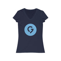 Grace Chapel Women's Short Sleeve V-Neck Tee | Blue Logo