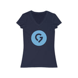 Grace Chapel Women's Short Sleeve V-Neck Tee | Blue Logo