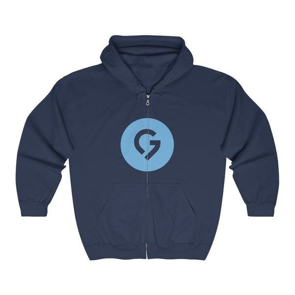 Grace Chapel Full Zip Hooded Sweatshirt | Blue Logo