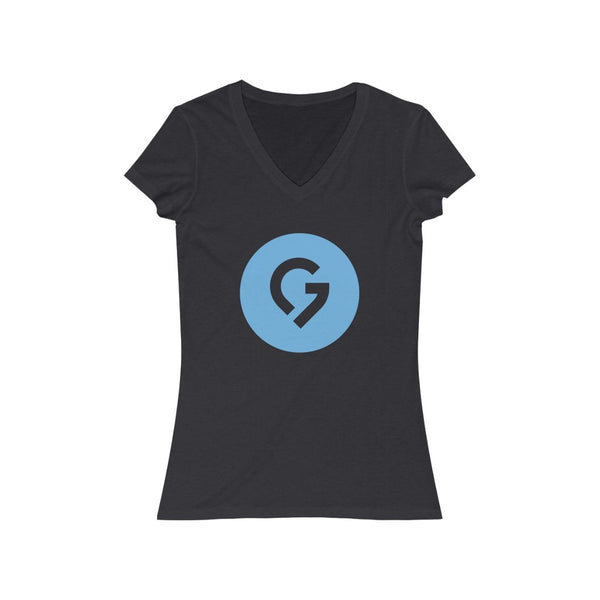 Grace Chapel Women's Short Sleeve V-Neck Tee | Blue Logo