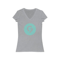 Grace Chapel Women's Short Sleeve V-Neck Tee | Pearl Aqua Logo