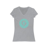 Grace Chapel Women's Short Sleeve V-Neck Tee | Pearl Aqua Logo